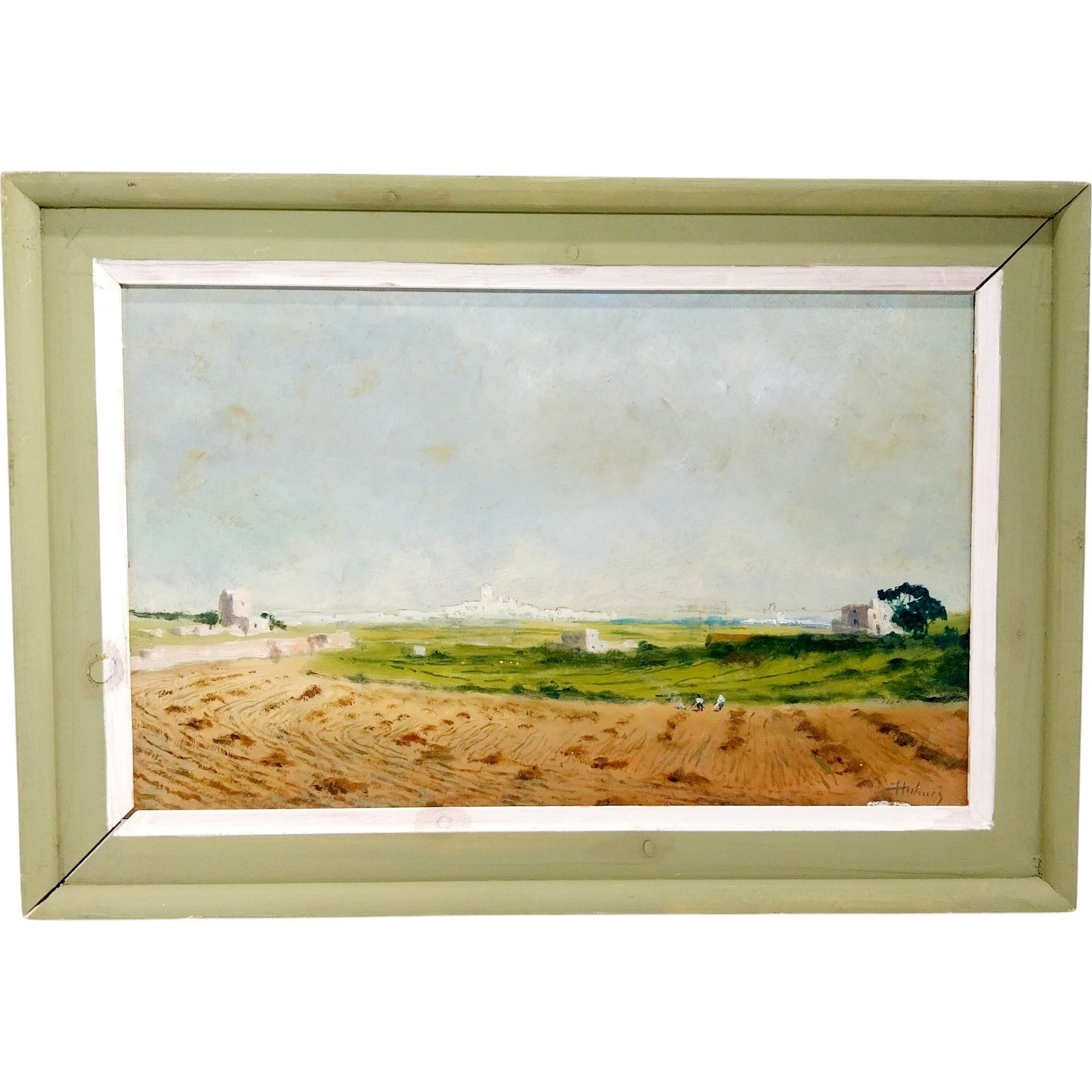 Evocative Maltese Landscape: Original Oil Painting on Canvas – Farmland Scene near Siggiewi (Mid-Century)