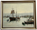 Jens Sinding Christensen- Brixham Harbour Devon- Vintage Seascape Oil Painting