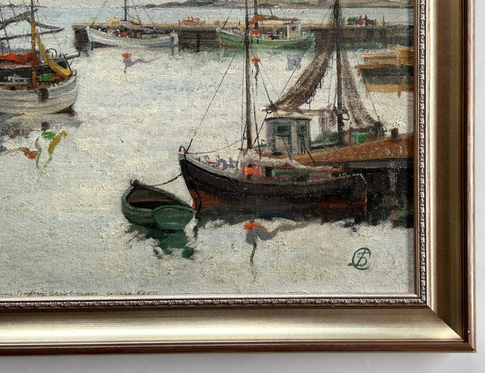 Jens Sinding Christensen- Brixham Harbour Devon- Vintage Seascape Oil Painting